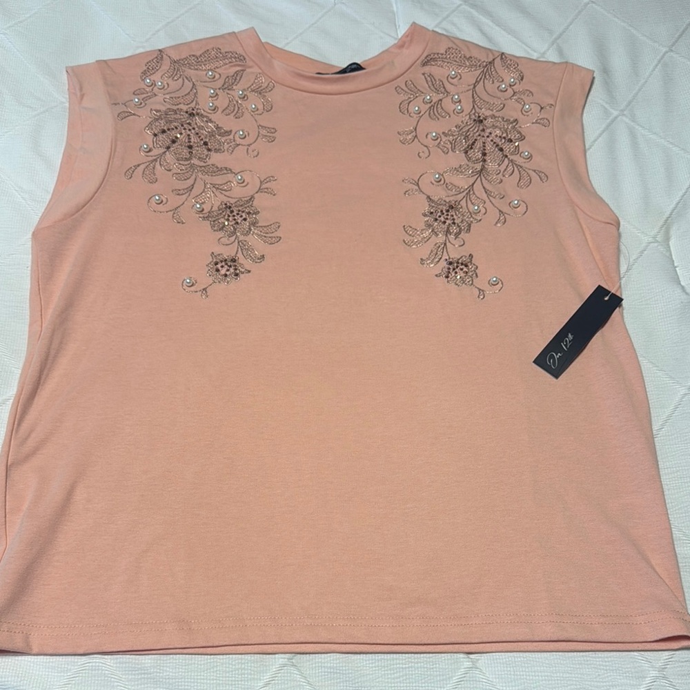 Elegant Peach Embellished Top